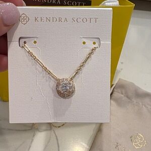 Kendra Scott Gold Necklace with Sparkling CZ diamond Center stone.